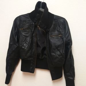 Ambiance apparel black faux leather jacket size S